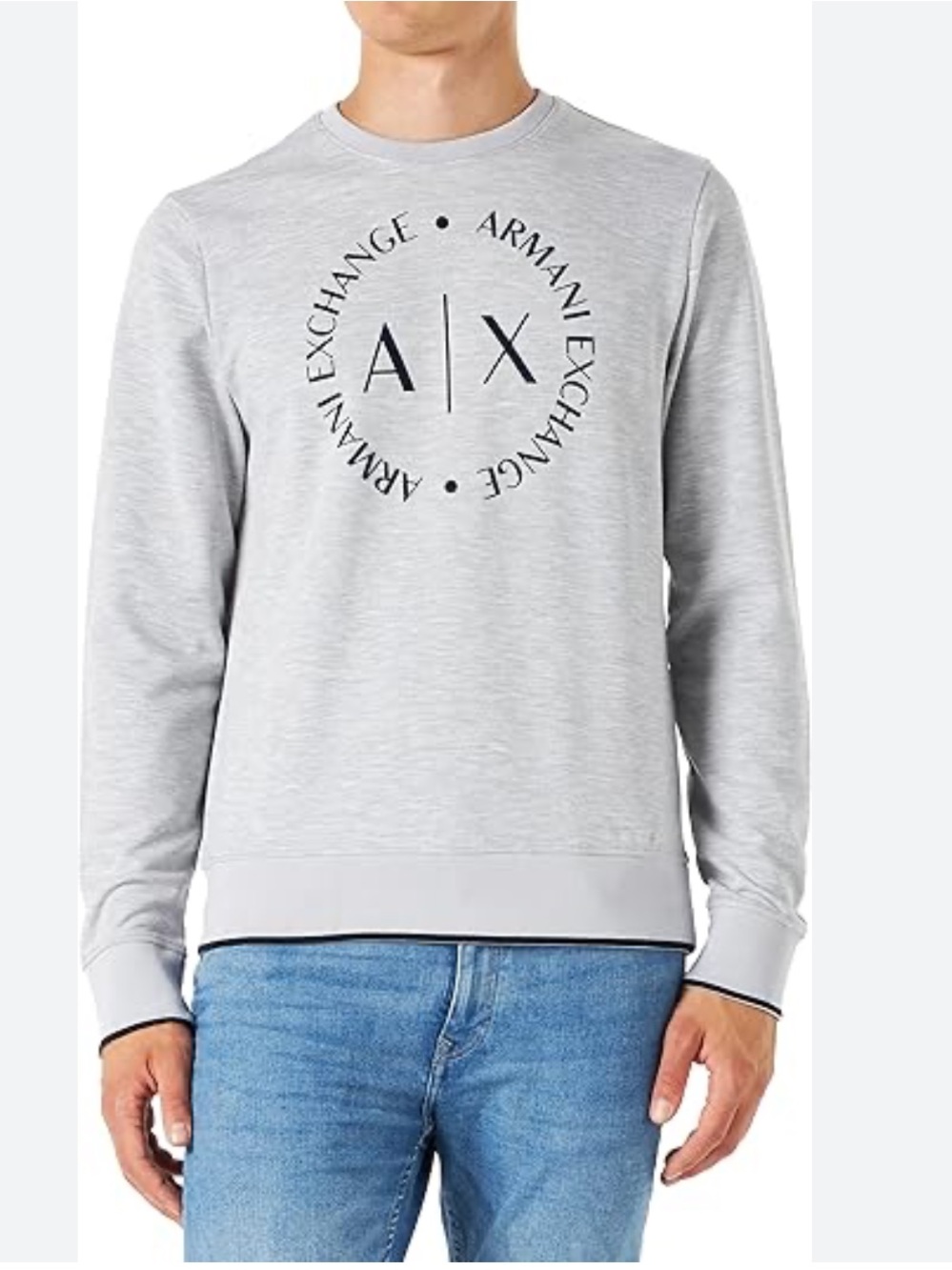 Armani Exchange Long Sleeve Sweatshirt Gray XS Circle Logo